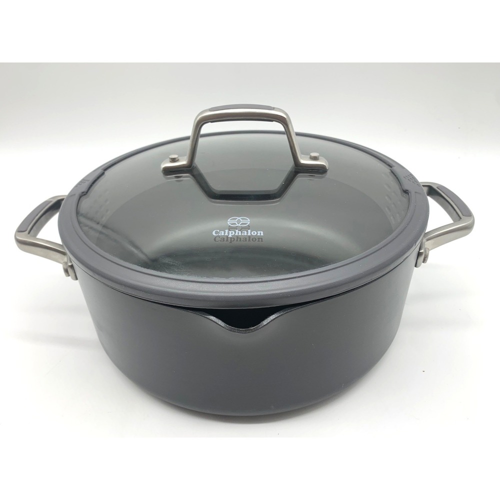 Calphalon Hard Anodized Dutch Oven 5 Qt 8785 with Glass Straining Lid Nonstick